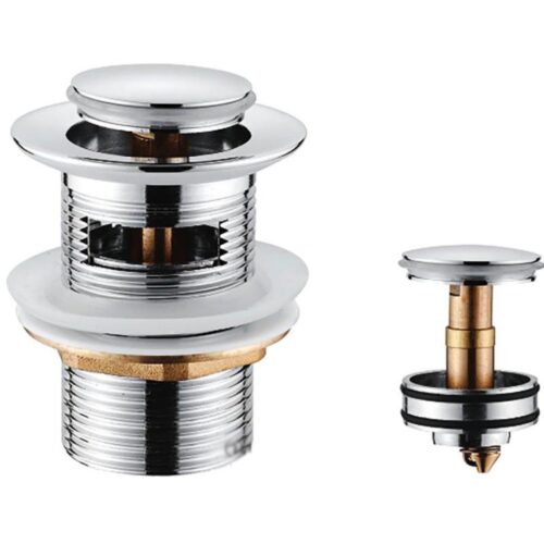 Донный клапан (выпуск) для умывальника с переливом и сеткой click/clack 1 1/4", латунь, хром Ledeme L66-1