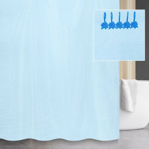Шторка для ванной Savol FM-B20B, голубой, полиэстер