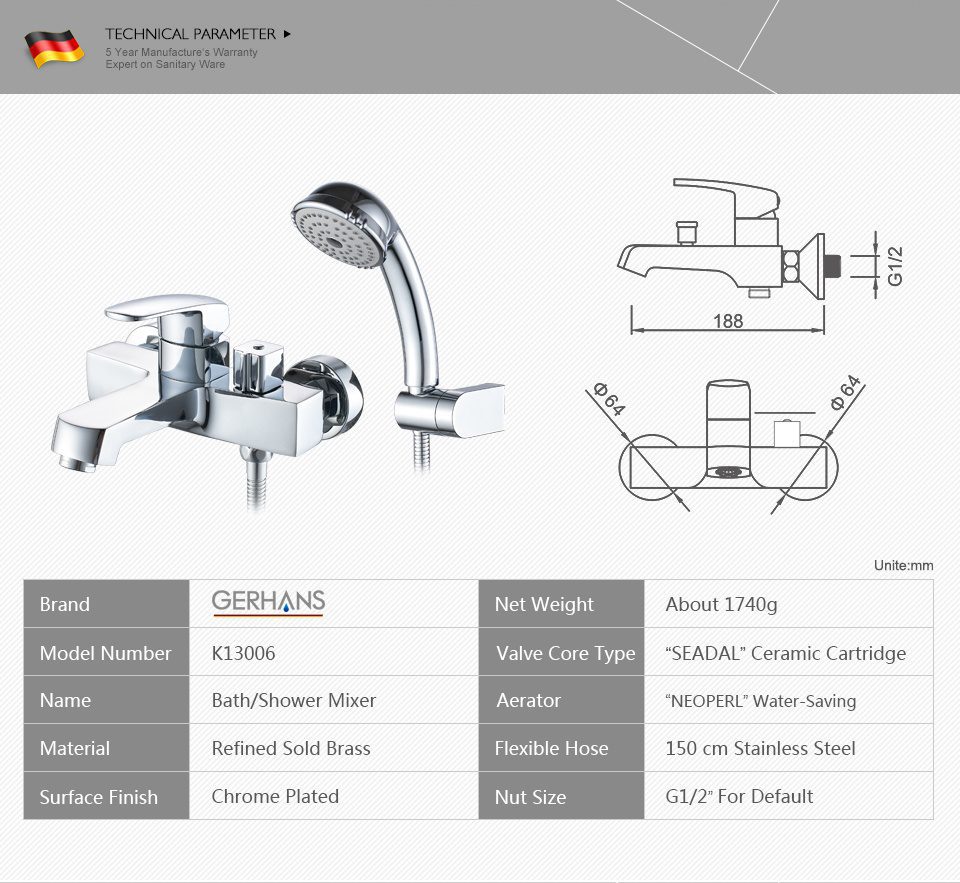 Смеситель для ванны GERHANS K13006 — изображение 2