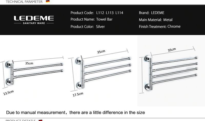 Полотенцедержател Ledeme L112, L113, L114