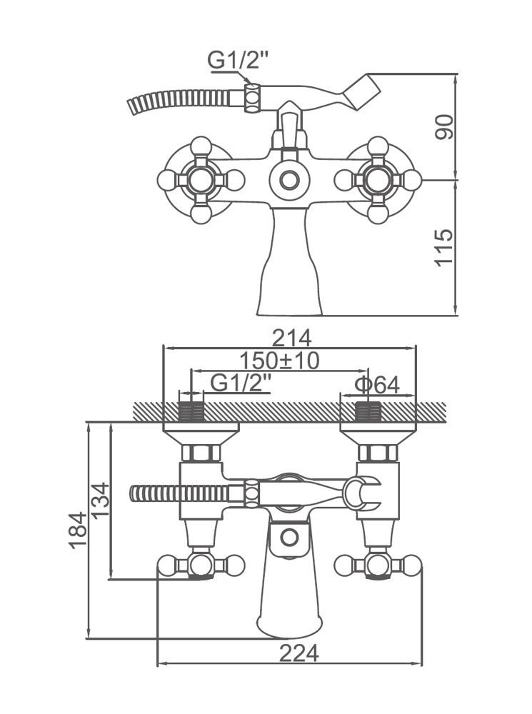 Смеситель для ванны Ledeme L3019 — изображение 2