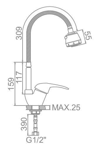 Смеситель для кухни с гибким изливом Ledeme L4302-B — изображение 6