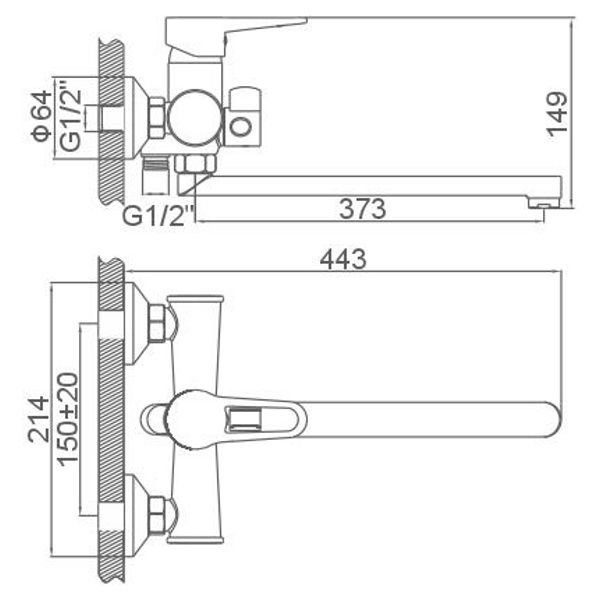 Смеситель для ванны Loffrey LF82212 — изображение 2