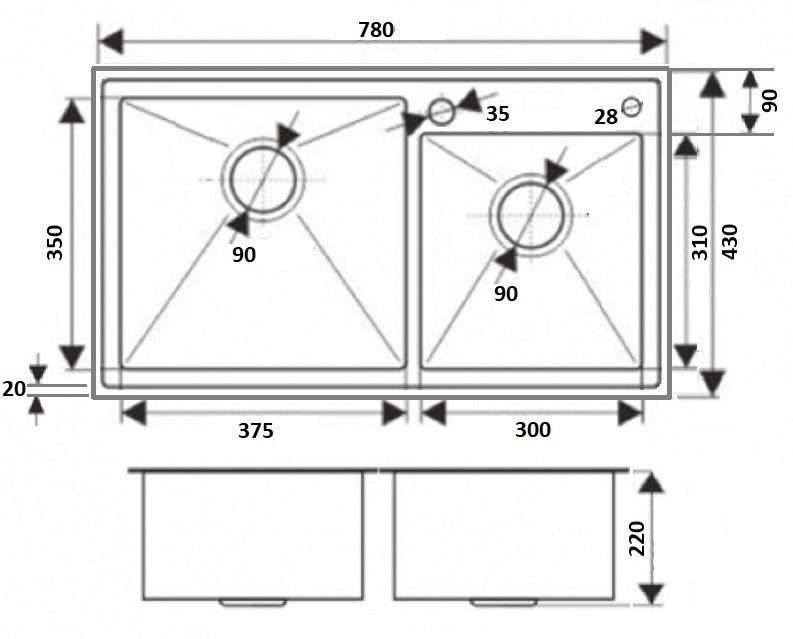 Мойка кухонная WISENT WS37843B-S, PVD покрытие — изображение 5