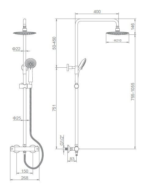 Душевая система с термостатическим смесителем Ledeme L2411 — изображение 2