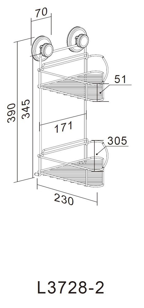 Полка в ванную комнату Ledeme L3728-2, угловая, решётка — изображение 9
