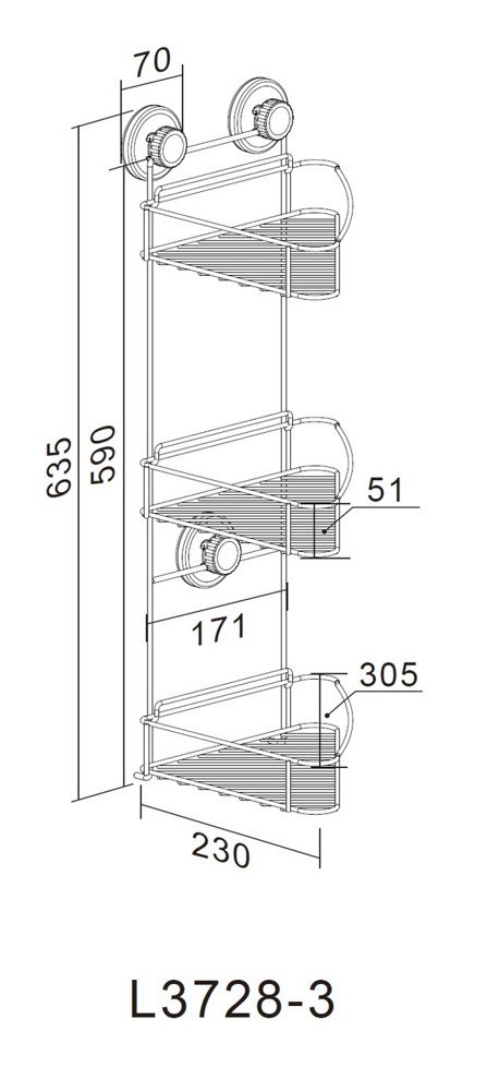 Полка в ванную комнату Ledeme L3728-3, угловая, решётка — изображение 9