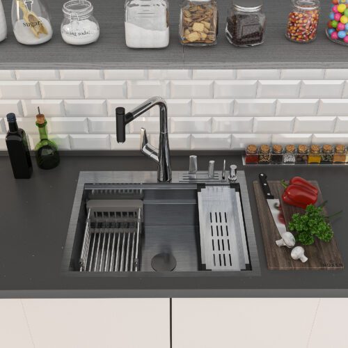 Кухонная мойка Roxen Stage 560250-60B (600x480x220; графит/мат)