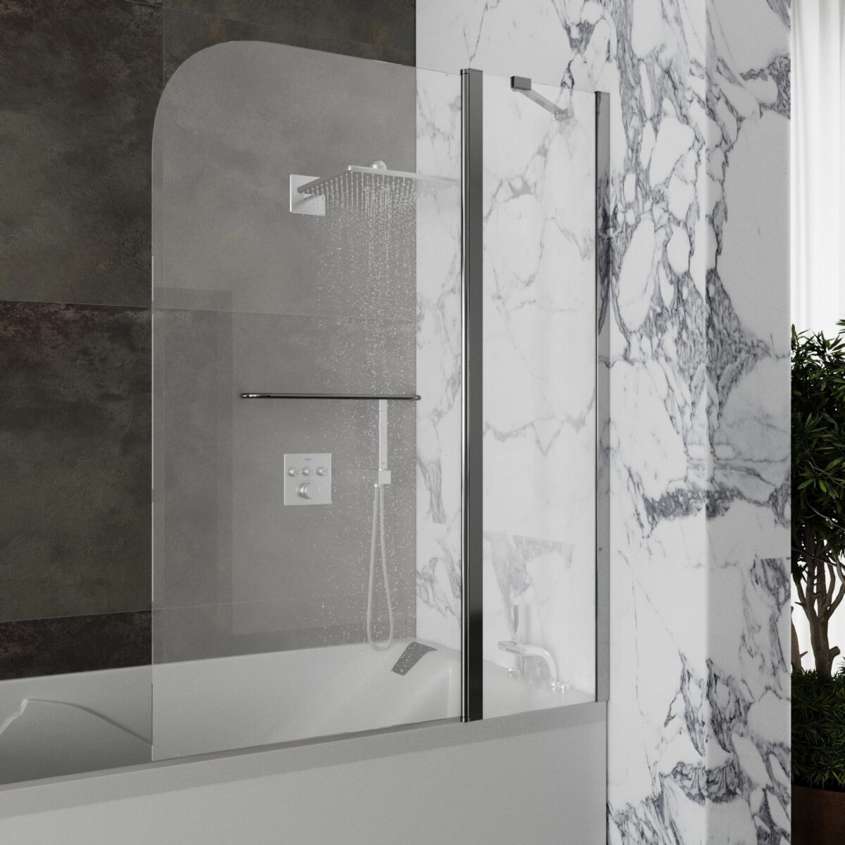 Душевая шторка на ванну Roxen Brimen 52010-120 (1200*1400; прозрачное/хром)