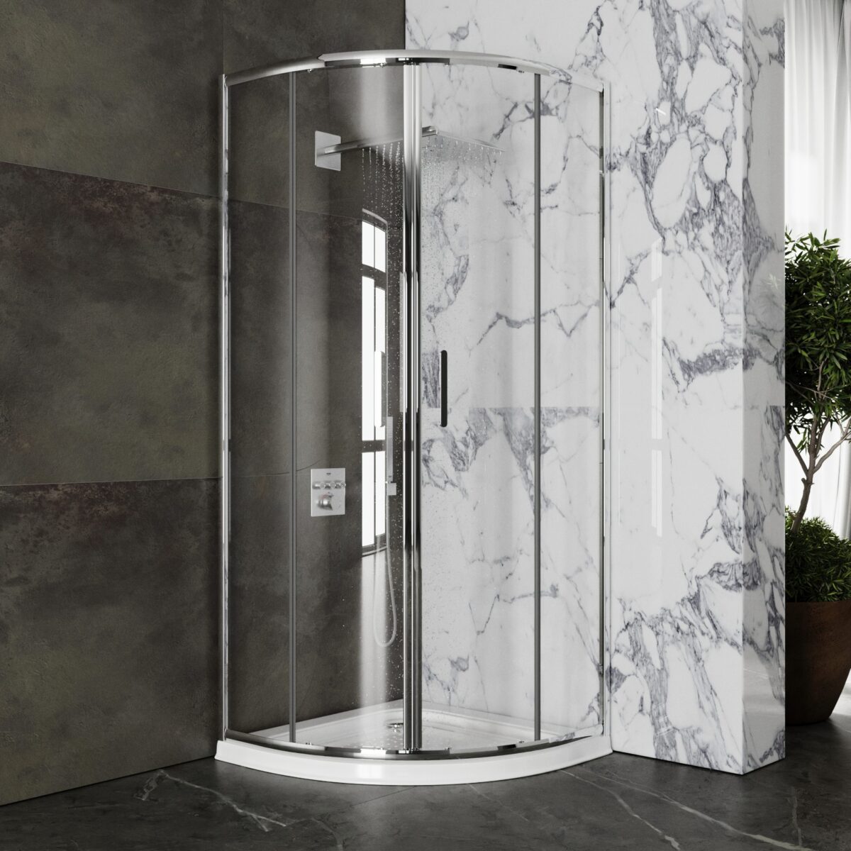 Душевой уголок Roxen Santi 55020-90 (900*900*1950; прозрачное/хром)