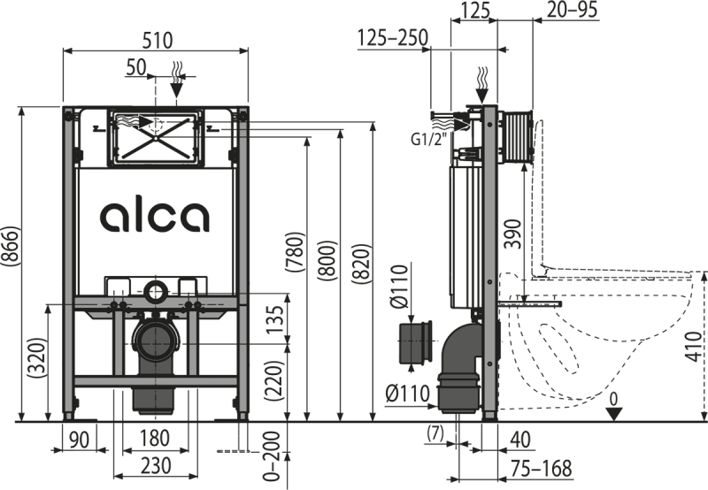 Инсталляция для унитаза Alca AM101/850 Sádromodul, AM101/850-0001 — изображение 2