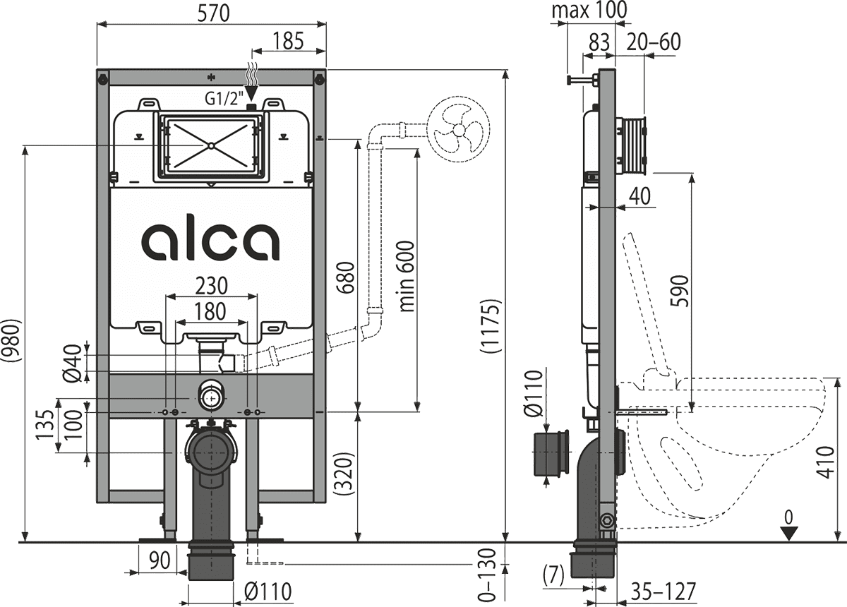 Инсталляция для унитаза Alca AM1101/1200 Sádromodul Slim, AM1101/1200 — изображение 2