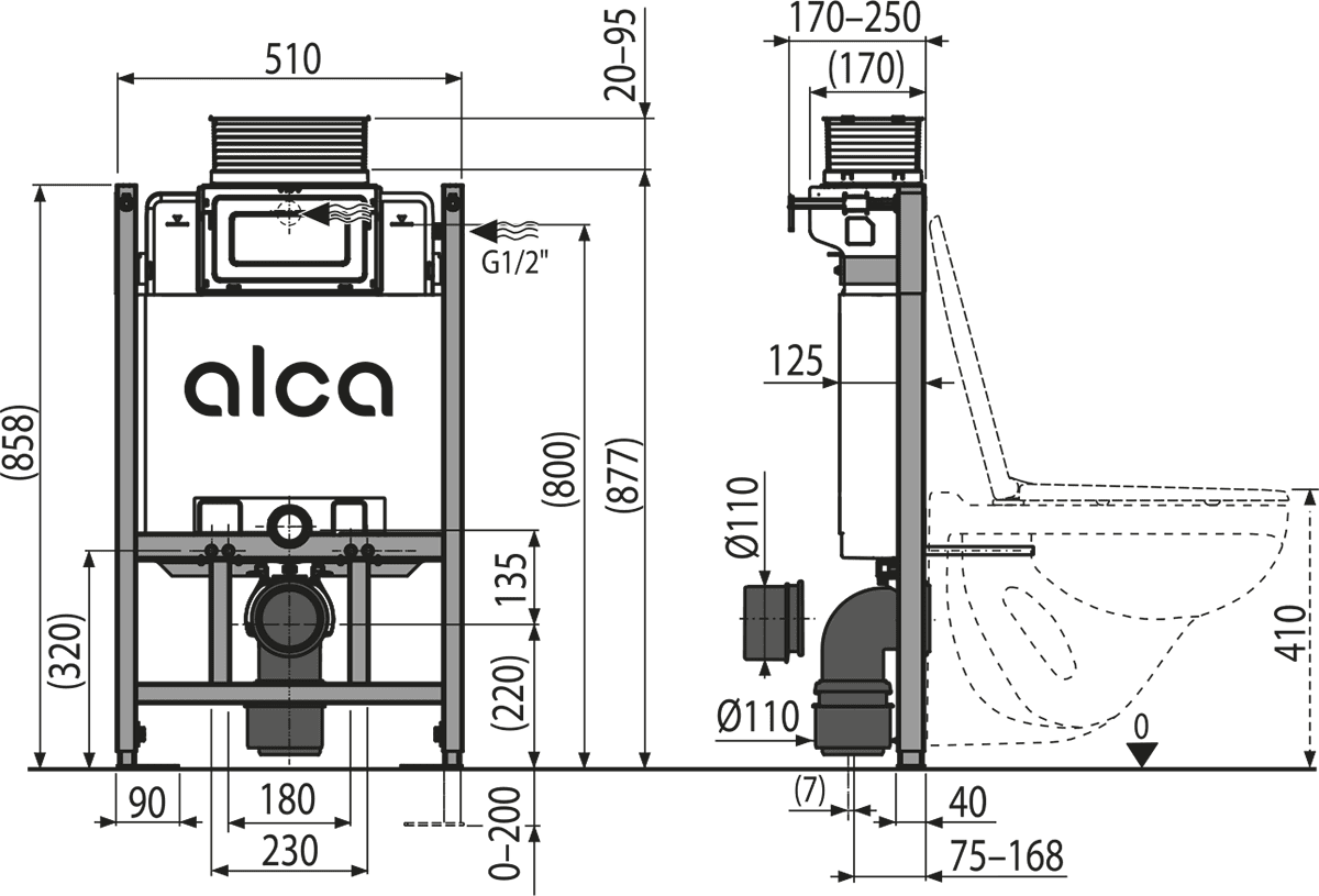 Инсталляция для унитаза Alca AM118/850 Sádromodul, AM118/850 — изображение 2