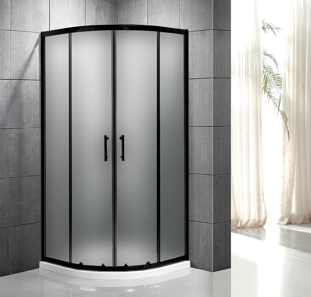 Душевой уголок Roxen Santi 55020-90BC (900*900*1950; матовое/чёрный)