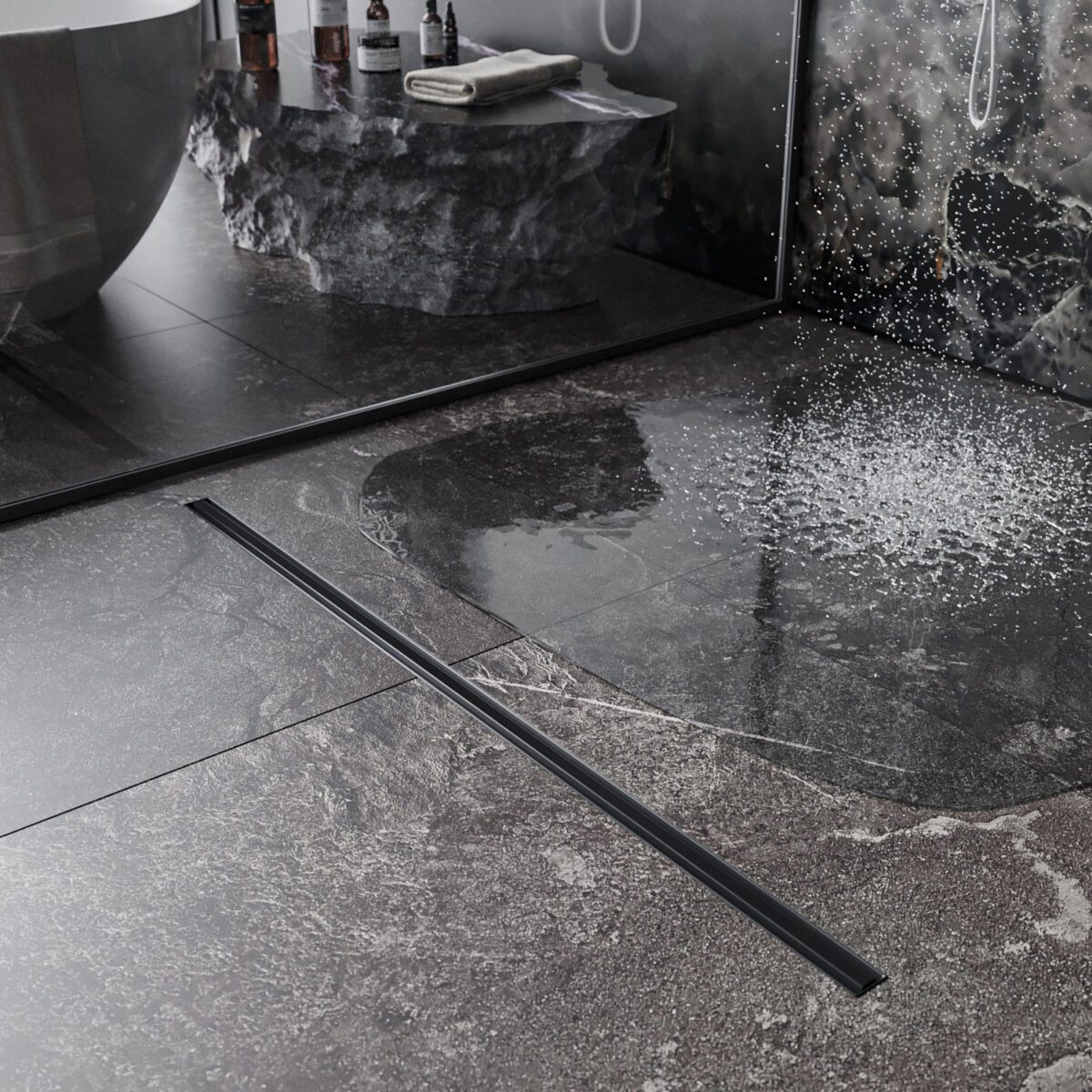 Трап для душа Roxen Black slim 91070-60 узкая решётка, чёрный — изображение 3