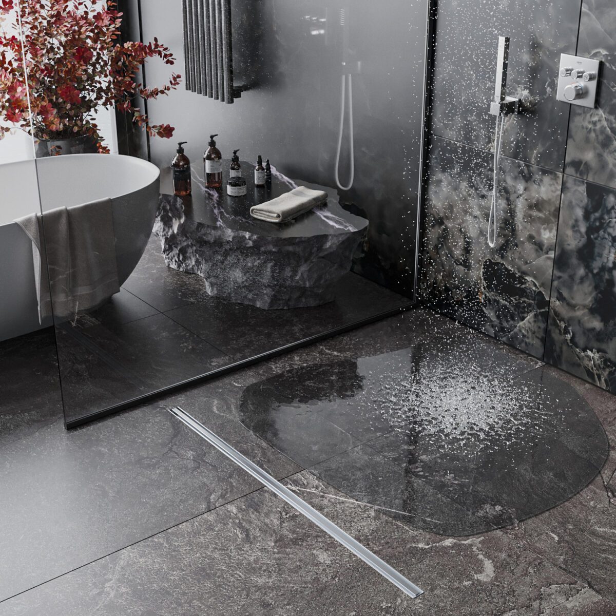 Трап для душа Roxen Chrome slim 91060-75 узкая решётка, хром — изображение 2