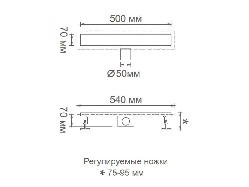 Трап для душа Gerhans K80307-50 линейный, "перфорация" — изображение 7
