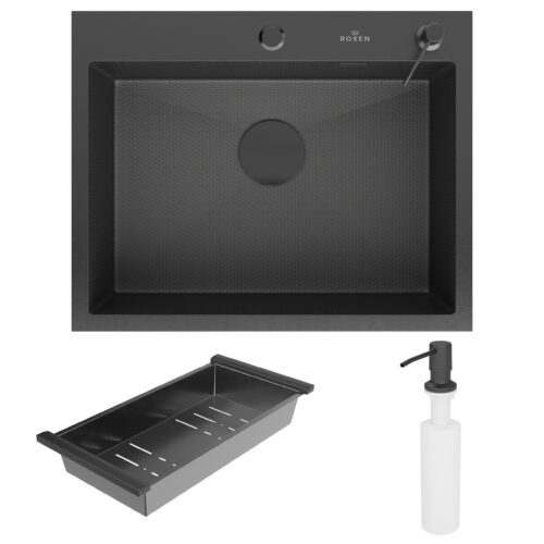 Кухонная мойка Roxen Snake 560220-60-BS графит/декорированная