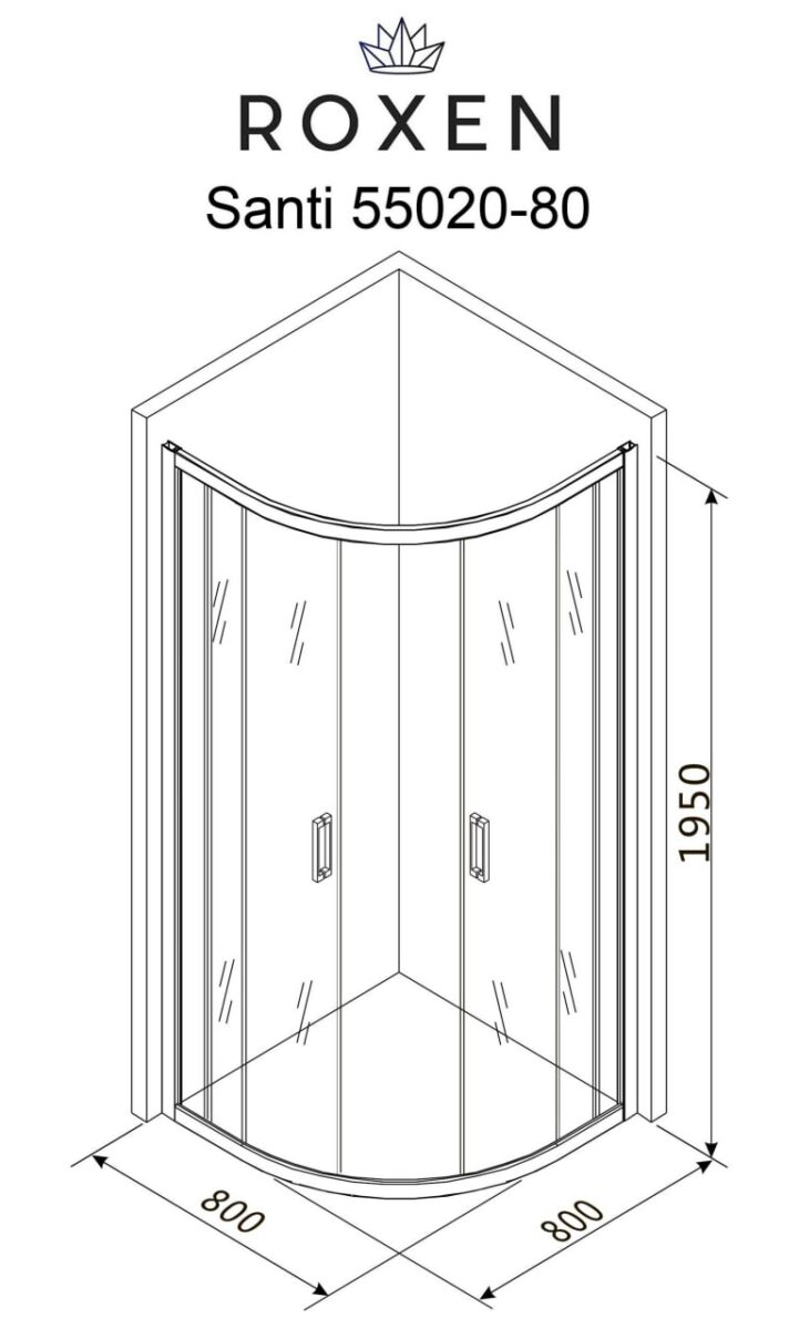 Душевой уголок Roxen Santi 55020-80 (800*800*1950; прозрачное/хром) — изображение 4
