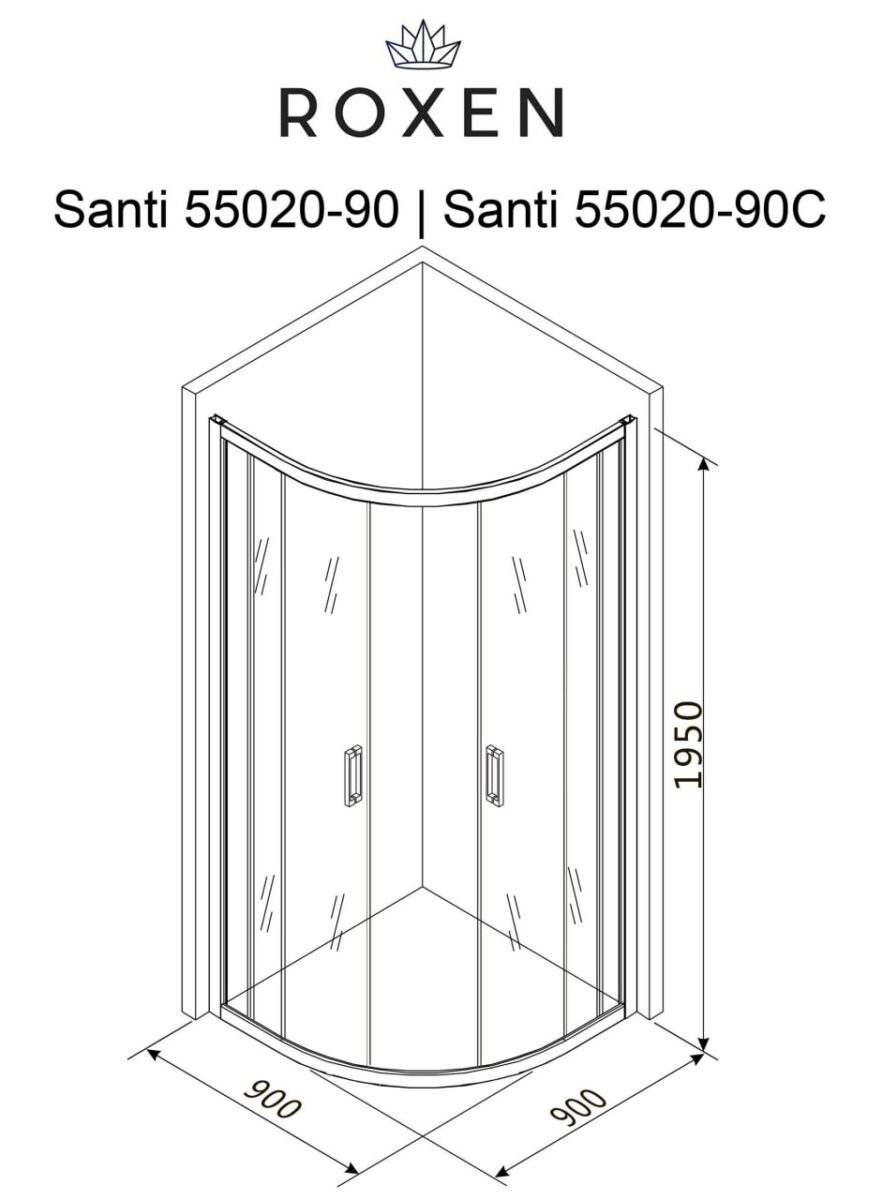 Душевой уголок Roxen Santi 55020-90 (900*900*1950; прозрачное/хром) — изображение 10