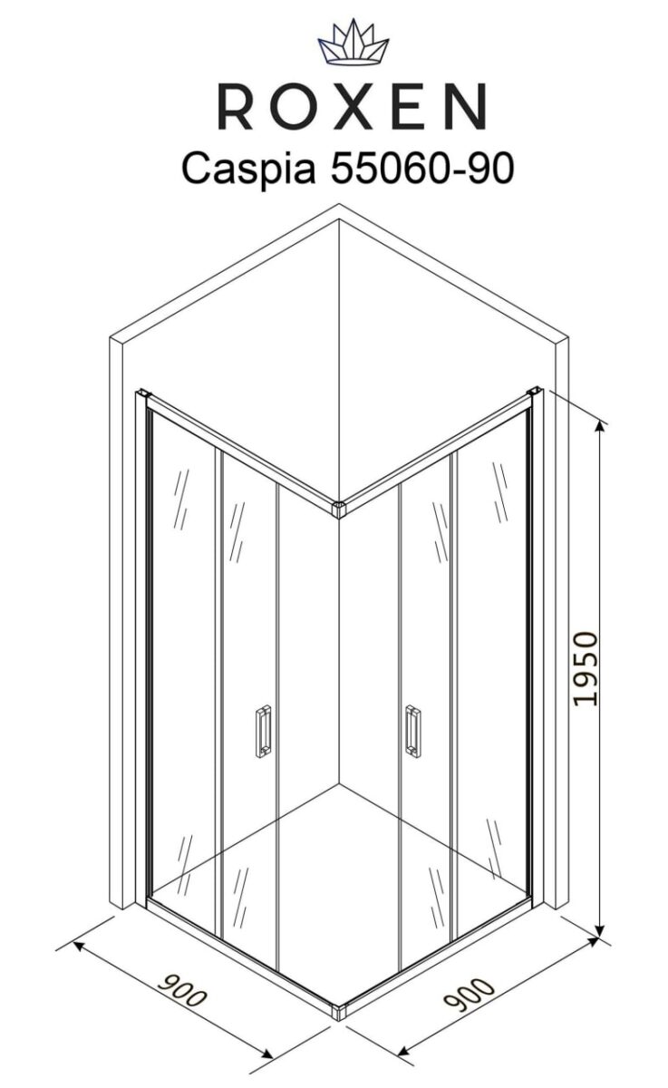 Душевой уголок Roxen Caspia 55060-90 (900*900*1950; прозрачное/хром) — изображение 4