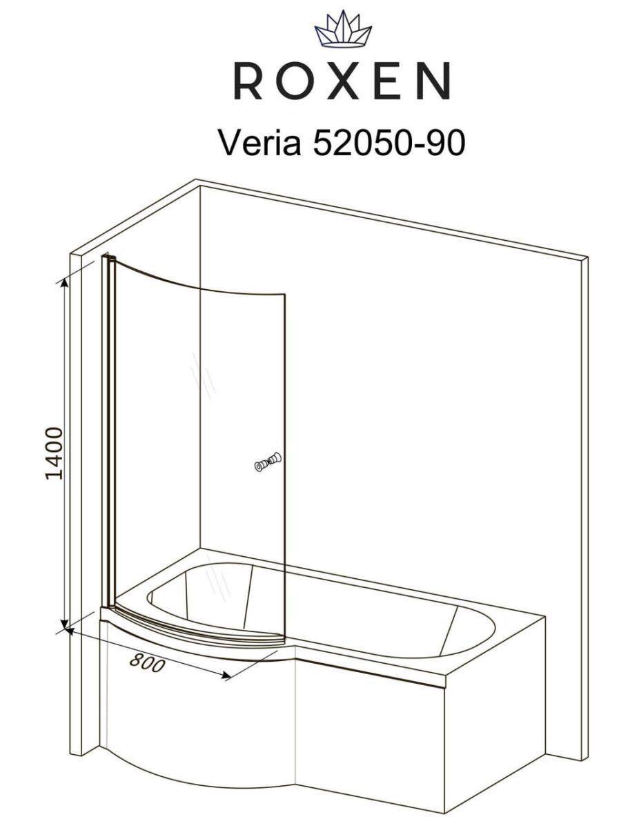 Душевая шторка на угловую ванну Roxen Veria 52050-90 прозрачное/хром — изображение 5