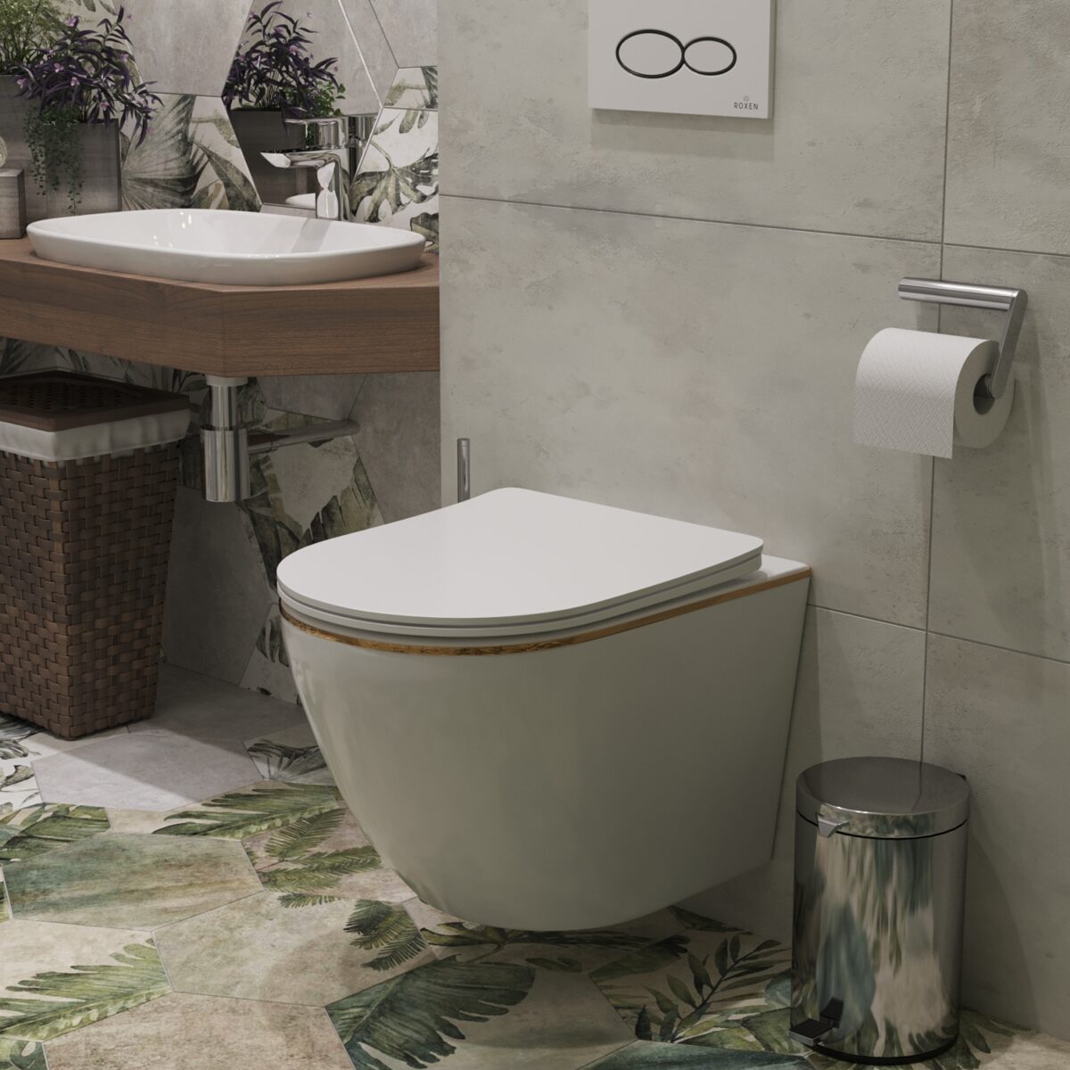 Унитаз подвесной Roxen Antares Gold, 530110-01G — изображение 5