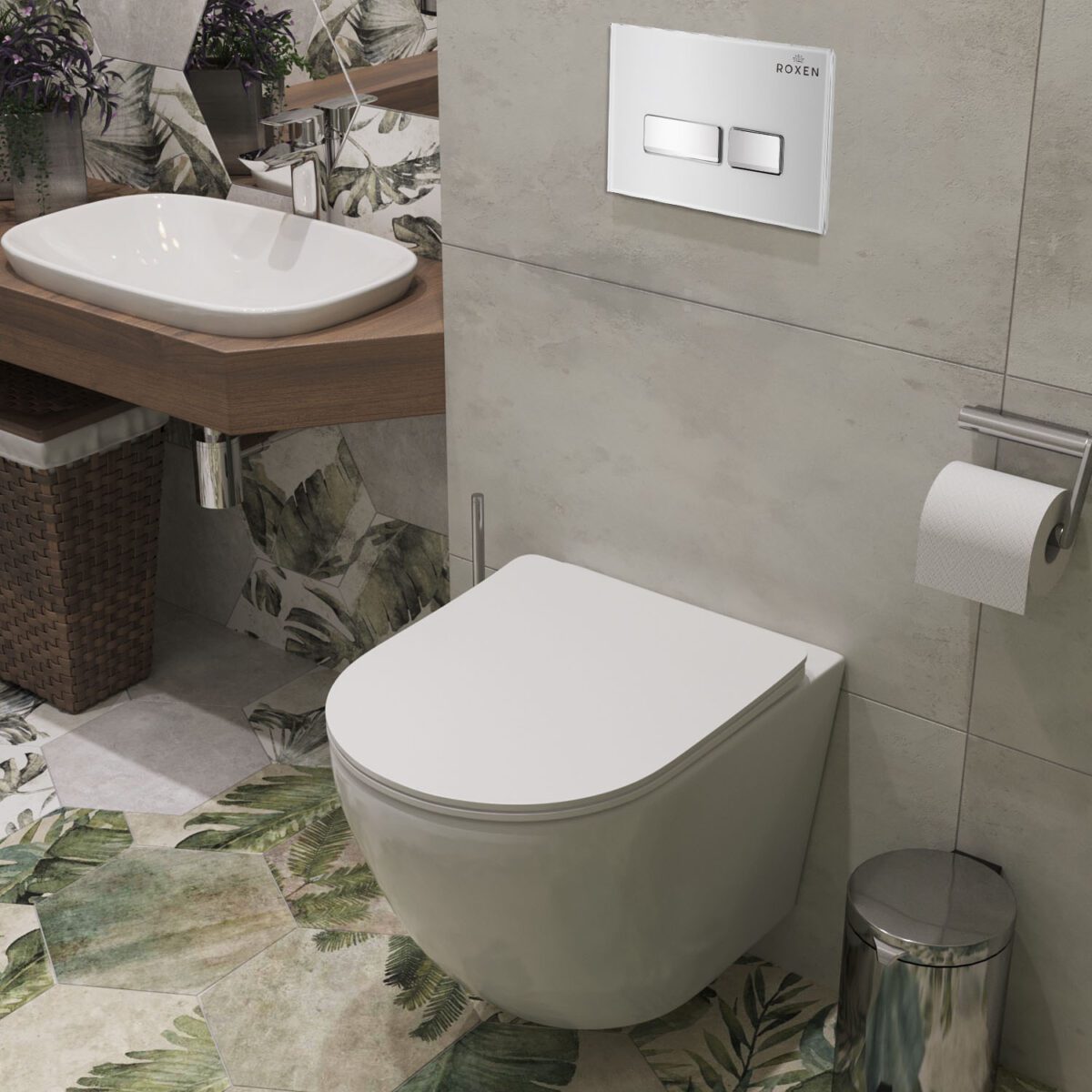 Комплект инсталляции Roxen StounFix Dual Fresh с унитазом Antares и кнопкой Glass (белая), 633220 — изображение 10