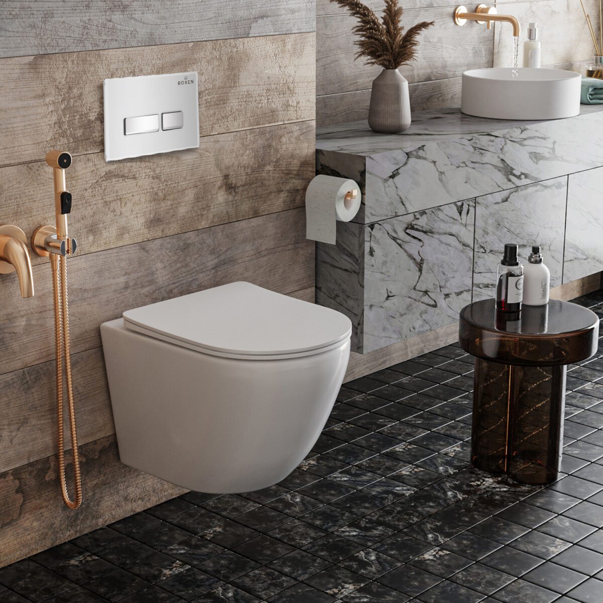 Комплект инсталляции Roxen StounFix Dual Fresh с унитазом Antares и кнопкой Glass (белая), 633220 — изображение 11