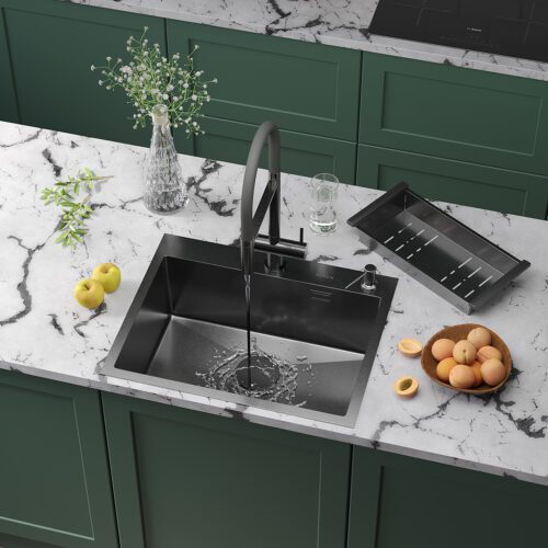 Кухонная мойка Roxen Simple 560220-60B графит/матовая