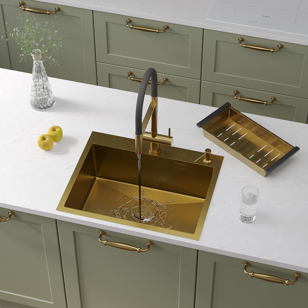 Кухонная мойка Roxen Simple 560220-60G золото/матовая — изображение 3