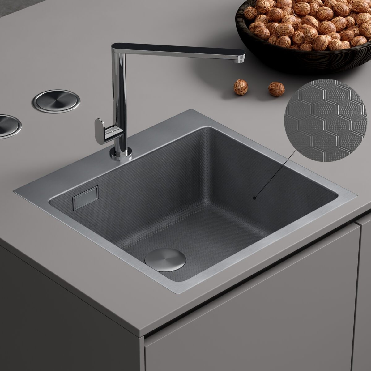 Кухонная мойка Roxen Snake 560220-50-BS (500x480x220; графит/декор) — изображение 13
