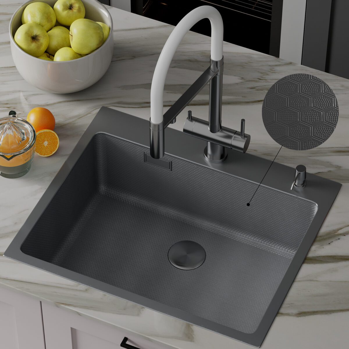 Кухонная мойка Roxen Snake 560220-50-BS (500x480x220; графит/декор) — изображение 11