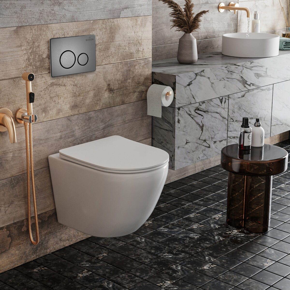 Комплект инсталляции Roxen StounFix Dual Fresh с унитазом Antares и кнопкой Steel (оружейная сталь), 624013 — изображение 10