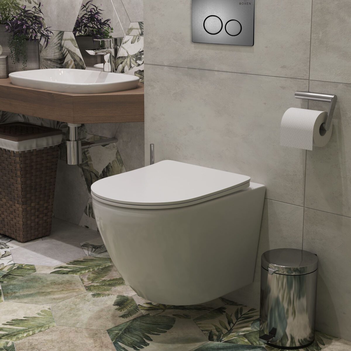 Комплект инсталляции Roxen StounFix Dual Fresh с унитазом Antares и кнопкой Steel (оружейная сталь), 624013 — изображение 11