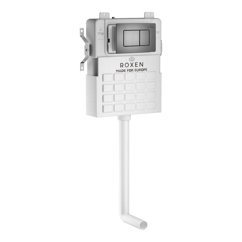 Комплект инсталляции для приставного унитаза Roxen Attach с кнопкой Steel (оружейная сталь/матовая), 930920