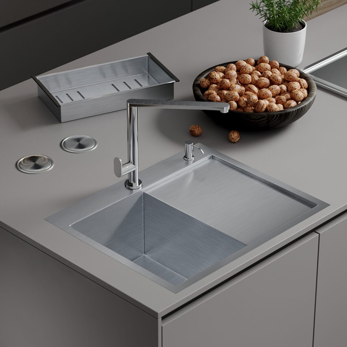Кухонная мойка Roxen Vespa 560230-70R (780х480х220; сатин/мат) — изображение 14