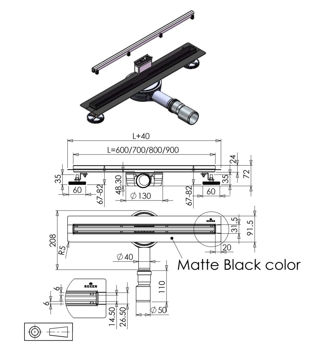 Трап для душа под плитку Roxen Supra 91020-70 хром — изображение 4