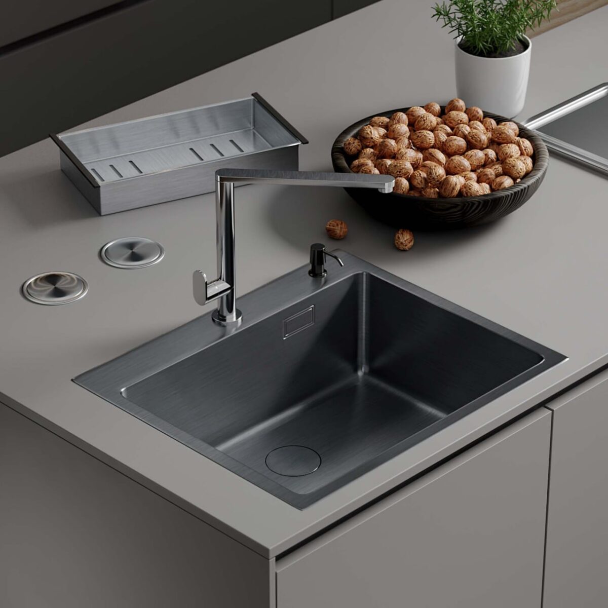 Кухонная мойка Roxen Simple 560220-55 (550x480x220; сатин/мат) — изображение 18