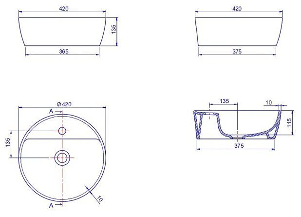 Умывальник CeraStyle One 42, OC021D71U00 9 076400-u-01) — изображение 3