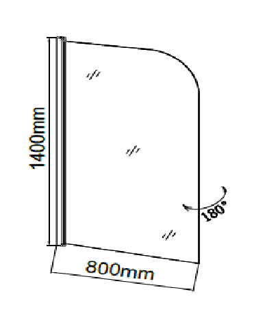 Шторка для ванны GR-100, 80*140 стекло прозрачное Easy Clean — изображение 3