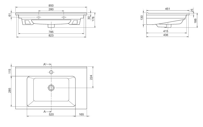 Умывальник CeraStyle Arte 85, VB048N52U00 — изображение 2
