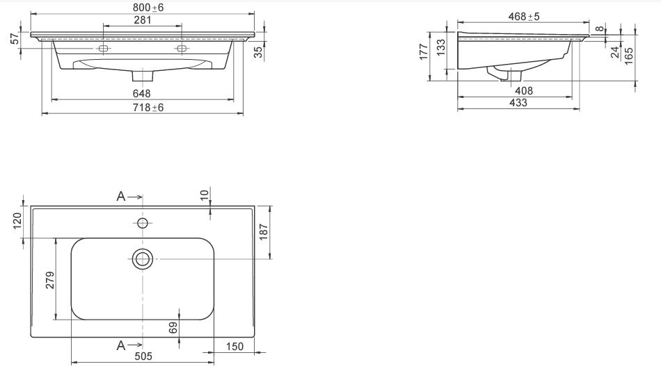Умывальник CeraStyle Blue 80, VB041M32U00 — изображение 3