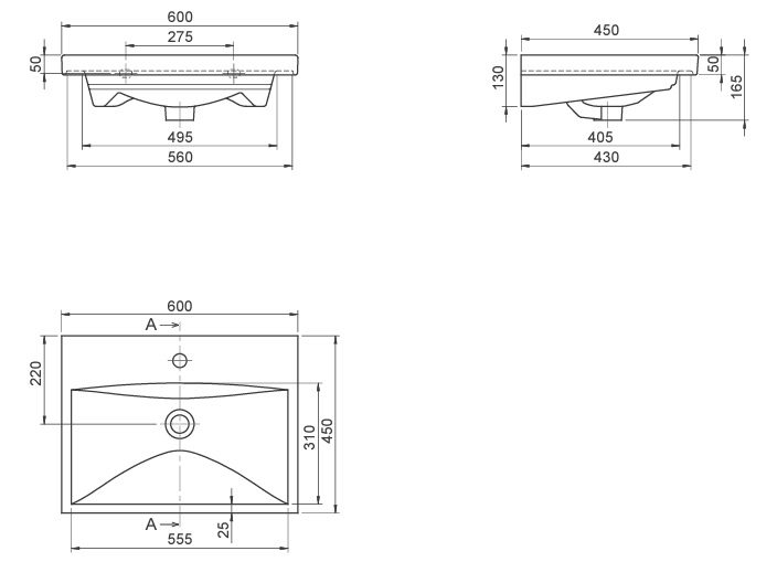 Умывальник CeraStyle Elite 60, VB032H82U00 — изображение 2