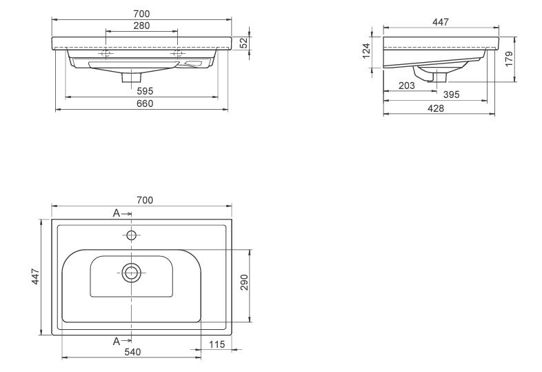 Умывальник CeraStyle Frame 70, VB015K42U00 — изображение 2