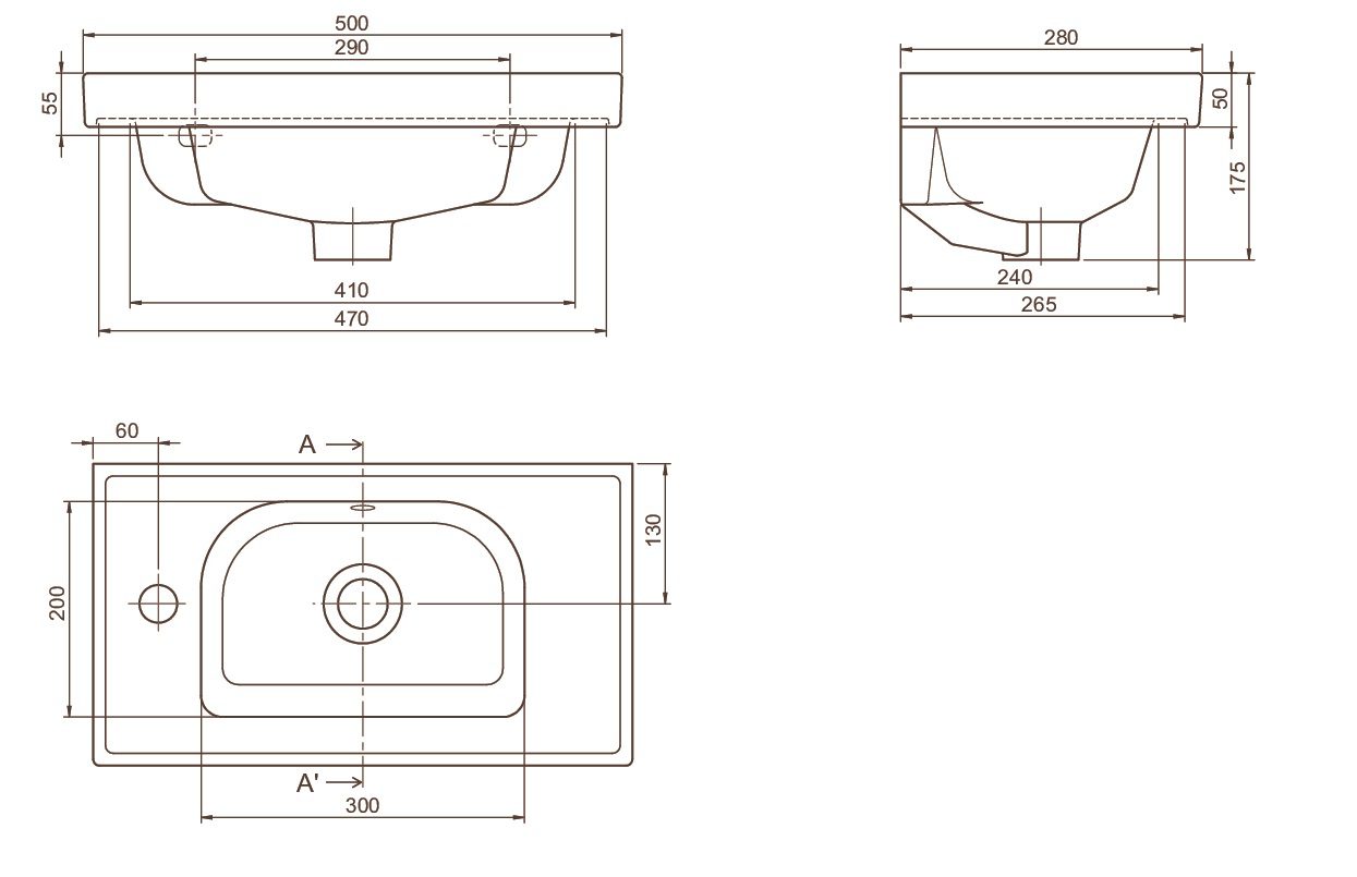 Умывальник CeraStyle Frame 50, VB015F32L00 (001800-u-01) — изображение 3
