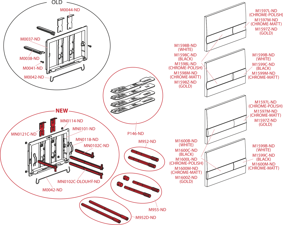 Кнопка для инсталляции Alca M1720-1, белый-глянец/xром-глянец — изображение 3