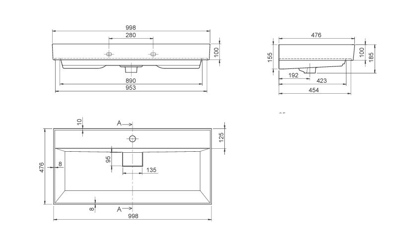 Умывальник CeraStyle Sharp 100, VB012A32U00 — изображение 4