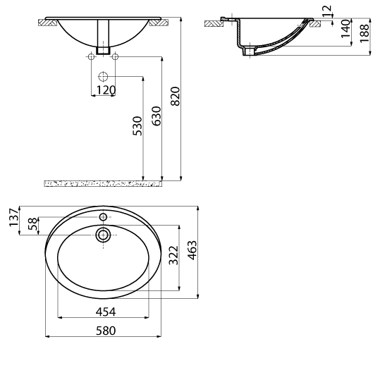 Умывальник Ceravit TP 58, TP230-00CB00E-0000 — изображение 2