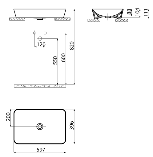 Умывальник Creavit Ultra 60, UL060-00CB00E-0000 — изображение 4